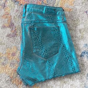 Bleulab teal metallic cutoffs